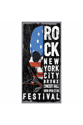 rock müzik festivali elektro gitar kuru kafa ev dekorasyon tablo mini retro ahşap poster
