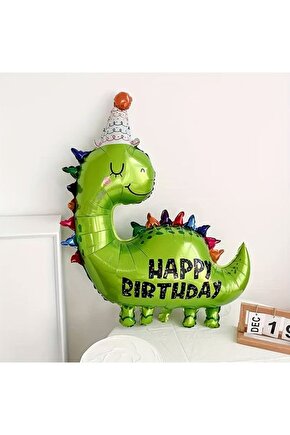 Dinozor Happy Birthday Folyo Balon Sevimli Dinozor Konsept Doğum Günü Folyo Balon 1 Adet 89x86 cm