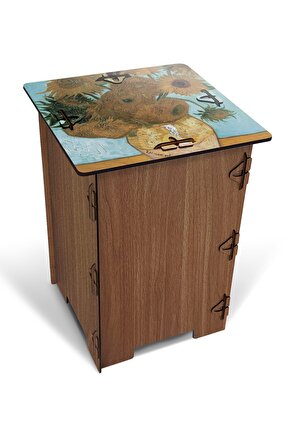 Ünlü Tablolar Vazoda Oniki Çiçek Baskılı Pratik Sök-tak Mdf Tabure-sehpa