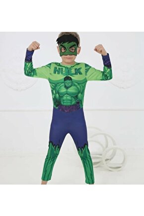 Erkek Çocuk Hulk Kostüm Yeşil Dev