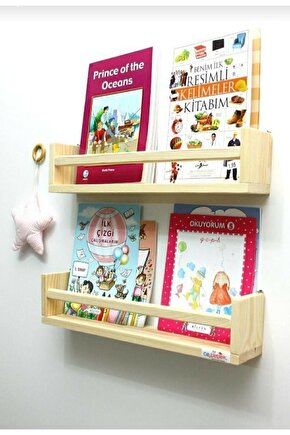 2li Montessori Kitaplık 50 Cm Duvar Rafı Bebek Çocuk Odası Ahşap Kitaplık