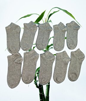 Erkek 10lu Set Dikişsiz Bambu Gri Patik Çorap Kutusu