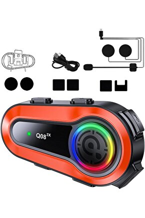 SU GEÇİRMEZ MOTORSİKLET BLUETOOTH KULAKLIK RGB IŞIKLI OTOMATİK CEVAPLAMA MİKROFONLU KASK İNTERCOM