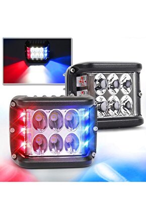 Offroad Sis Lambası Beyaz-kırmızı-mavi 12 Led 36w Çift  Lass319-1