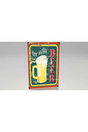 soğuk buzlu bira kadehi bar eskitilmiş nostaljik retro ahşap poster