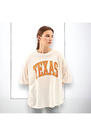 Texas Digital Baskılı Oversize Pamuklu T-shirt