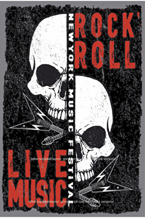 rock n roll canlı müzik gitar ev dekorasyon tablo retro ahşap poster