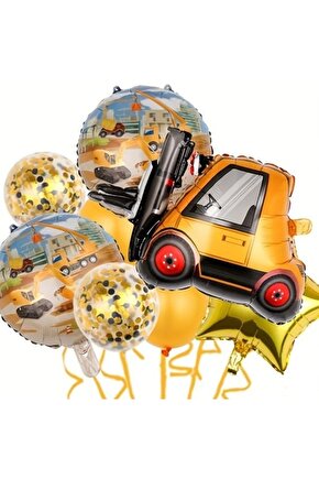 Araçlar Kamyon Konsept Forklift Kamyon Balon Set Kamyon Balon Seti Truck Balloon Doğum Günü Set