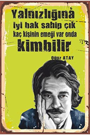 Oğuz Atay Şiir Edebiyat Retro Ahşap Poster
