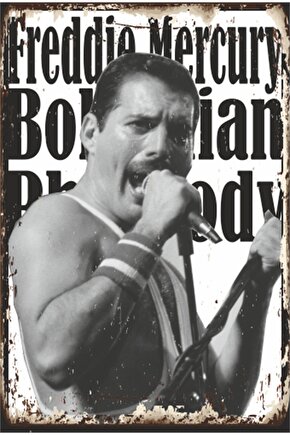 Fredie Mercury Queen Bohemian Rhapsody Müzik Retro Ahşap Poster
