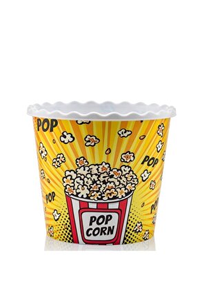 Sarı Popcorn Metal Patlamış Mısır Kovası - Cips Ve Çerez Kutusu