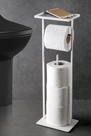 Tuvalet Kağıtlığı Metal Banyo Wc Kağıtlık Yedekli Beyaz