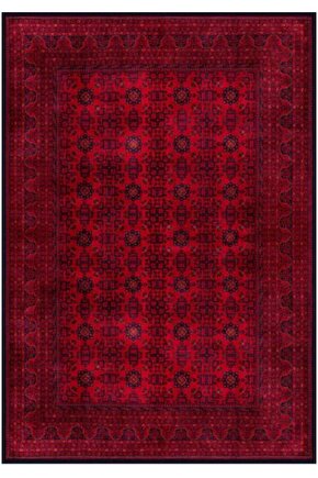 Gloria Td410 Bordo Afgan Desen Dokuma Saçaklı Kilim