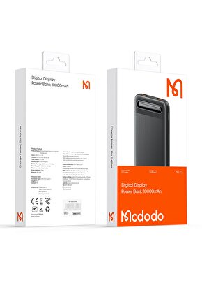 10000mah Powerbank Led Ekranlı 10.000 Mah Taşınabilir Şarj Cihazı Siyah Mc-4422