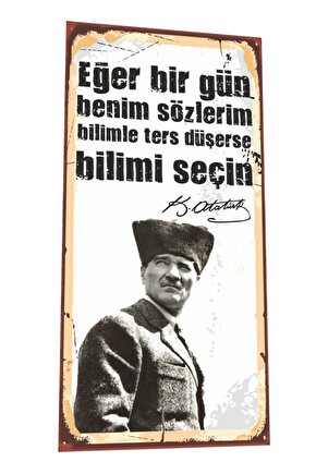 Mustafa Kemal Atatürk Sözleri Mini Retro Ahşap Poster-5