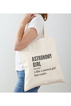 Astronomi Girl Tasarımlı Ham Bez Omu