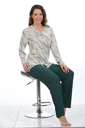 Pamuklu Kadın Pijama Takımı 98261 Renkli