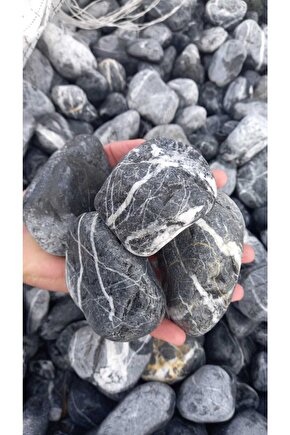 Kırçıllı Siyah Doğal Dekoratif Peyzaj Süs Taşı 5kg 6-10cm