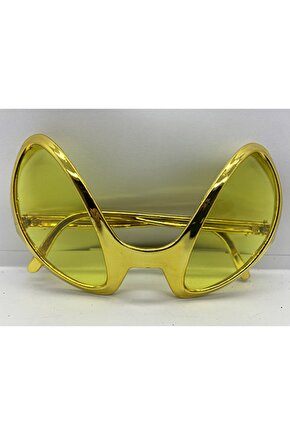 Retro Gözlük - 80 Li 90 Lı Yıllar Parti Gözlüğü Gold Renk 8x13 Cm