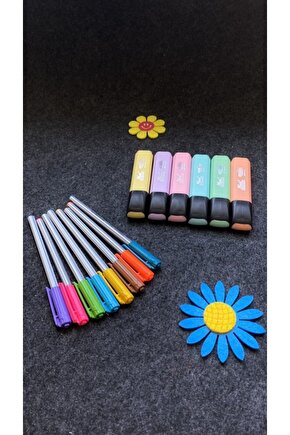 Triball Tükenmez Kalem 8 Renk + Masis Pastel Renk Fosforlu Işaretleme Kalemi 6 Lı Set