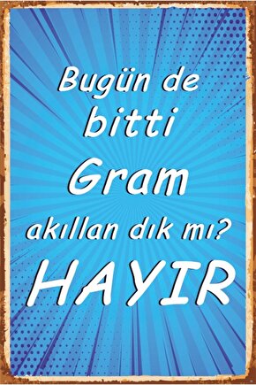 Gram Akıllandık Mı Komik Sözler Retro Ahşap Poster