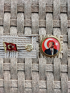2 Li Mustafa Kemal Ataturk Resimli Ceket Yaka Rozeti Iğnesi 2 Li Taki Kargo Bedava