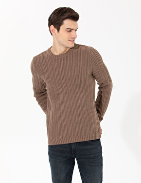 Açık Kahverengi Slim Fit Kazak
