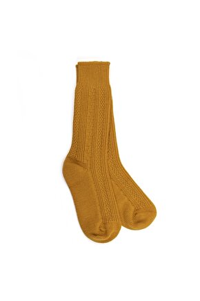 Dikişsiz Uzun Yün Çorap Sarı