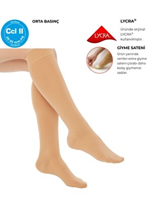 Dizaltı Burnu Kapalı Çorabı (orta Basınç)