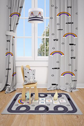 Mekta Home Gökkuşağı Çocuk ve Bebek  Odası Fon Perdesi 2 Kanat MKT-112