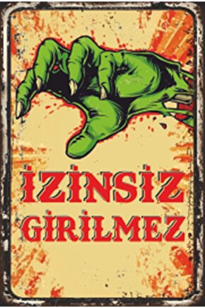 Izinsiz Girilmez Girmek Yasak Retro Ahşap Poster