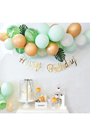 Happy Birthday Italik Yazı Parlak Süs Doğum Günü Banner