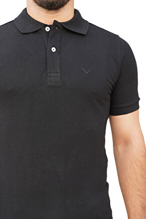 Vogel Collection Günlük  Polo Yaka Siyah T-Shirt