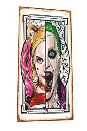 Harley Quinn Joker Oyun Kağıdı Mini Retro Ahşap Poster