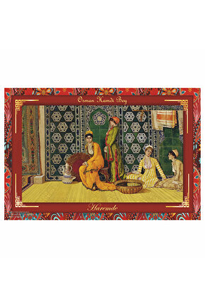 osman hamdi bey haremde tablosu otantik çerçeve görünümlü ahşap tablo
