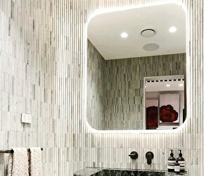 60 cm Beyaz Ledli Kare Banyo Aynası Makyaj Aynası Prizli