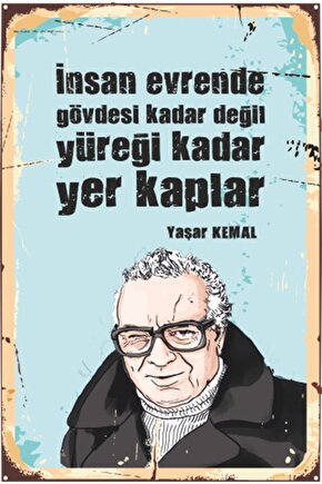 Yaşar Kemal Şiir Edebiyat Retro Ahşap Poster