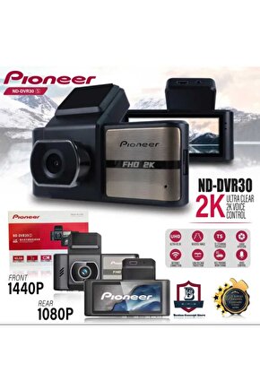 Pioneer ND-DVR30s DVR Araç İçi Kamera 2K FHD Ön ve Arka Kamera Ses Kontrolü Wifi Telefon Bağlantısı