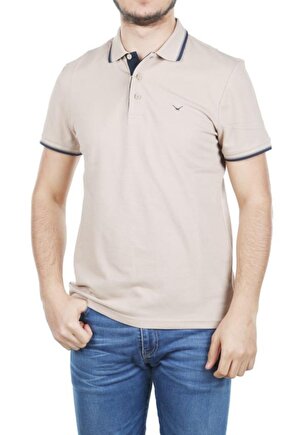 Erkek Açık Bej  Polo Yaka T-Shirt
