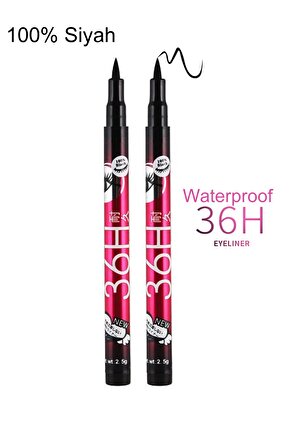 Ince Uçlu Ultra Siyah Waterproof Likit Kalem Eyeliner - Yarı Mat Bitişli - 2 Adet