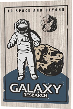 Uzay Araştırmaları Galaksi Meteor Asteroit Astronot Ahşap Desenli Retro Vintage Ahşap Poster