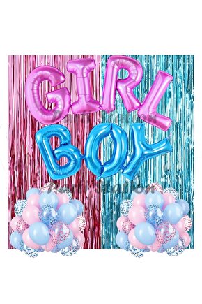 Cinsiyet Belirleme Partisi Kız mı Erkek mi Konsept Balon Süsleme Set Gender Party Girl Or Boy