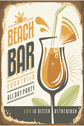 beach bar sahil plaj bar kokteyl kafe bar mutfak dekor retro ahşap poster
