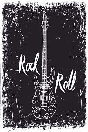rock and roll elektro gitar müzik eskitilmiş nostaljik retro ahşap poster