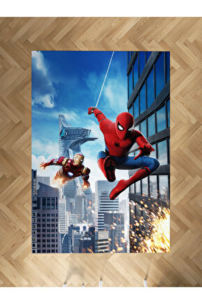 BEBEK VE ÇOCUK ODASI Iron Man ve Spider Man Desenli Halı