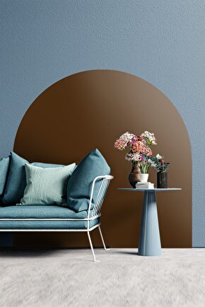 Yapışkanlı Dekoratif Duvar Folyosu Duvar Sticker Kahverengi Bohem Oval 110x110cm