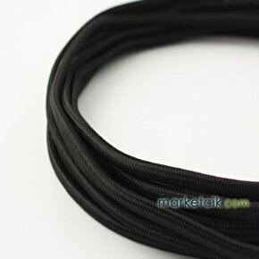 Marketcik 2x0,50mm Siyah Renkli Dekoratif Örgülü Kumaş Kablo, 5 Metrelik Paket