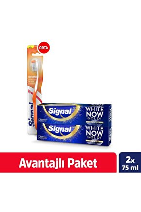 White Now Gold Anında Beyazlık Diş Macunu 75 ml X2  Performance Orta Diş Fırçası