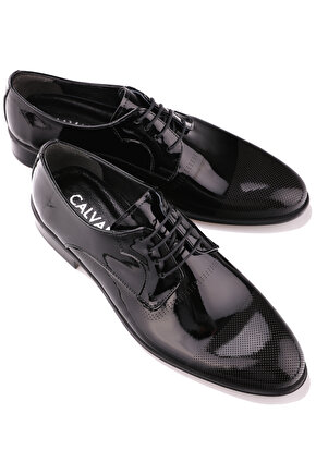 Hakiki Deri Siyah Erkek Klasik Ayakkabı MT098-BLACK SHINY