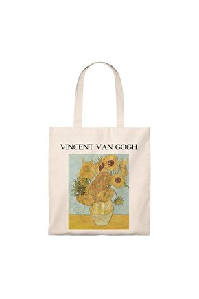  Vicent Van Gogh Ayçiçeği Baskılı Ham Bez